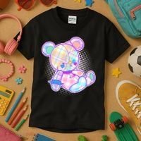 Pastel Kawaii Cute Goth Punk Teddy Bear Kids T-Shirt thumb 3