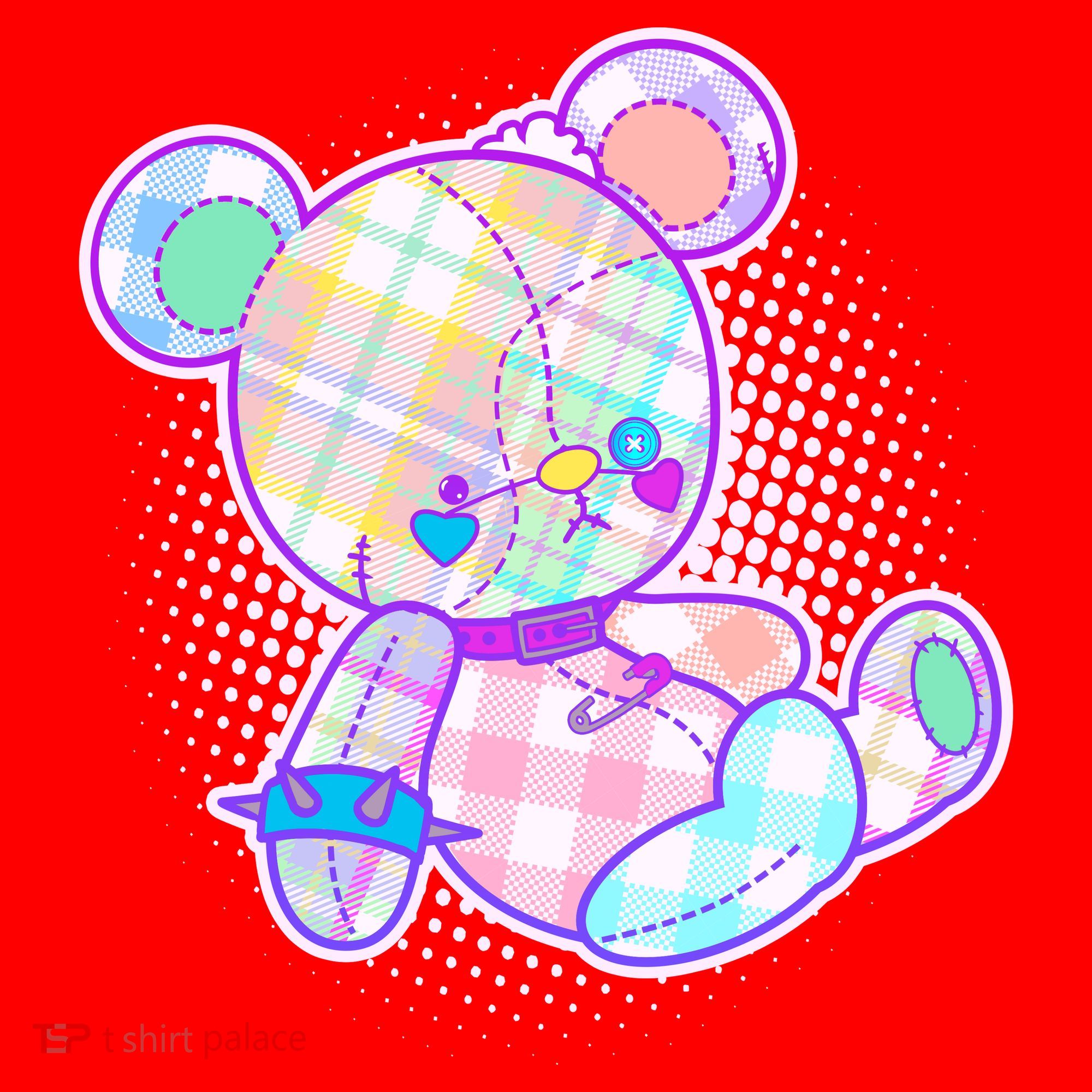 Pastel Kawaii Cute Goth Punk Teddy Bear Santa Hat