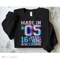 Pastel Made In '05 2005 16 Years of Being Awesome Birthday Sweatshirt thumb 2