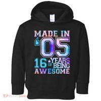 Pastel Made In '05 2005 16 Years of Being Awesome Birthday Toddler Hoodie thumb 0