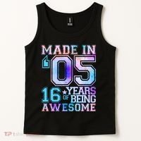 Pastel Made In '05 2005 16 Years of Being Awesome Birthday Tank Top thumb 2