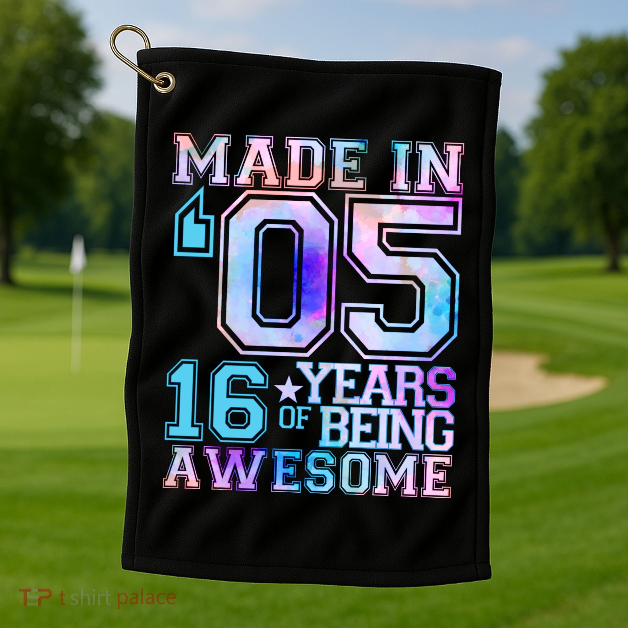 Pastel Made In '05 2005 16 Years of Being Awesome Birthday Golf Towel