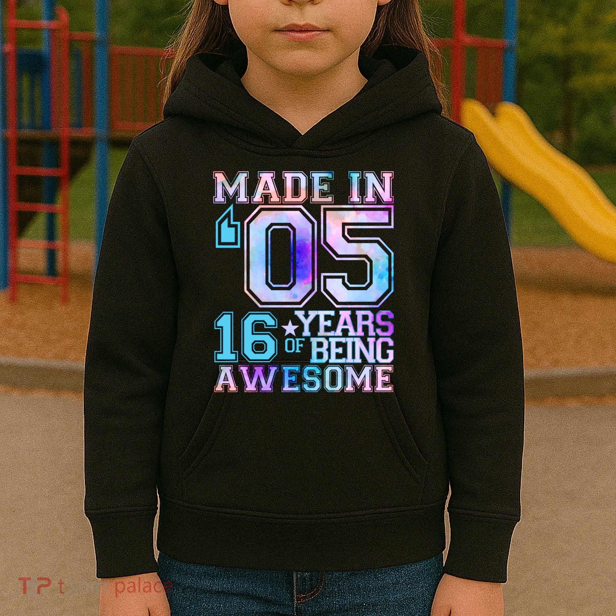 Pastel Made In '05 2005 16 Years of Being Awesome Birthday Kids Hoodie