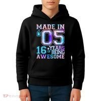 Pastel Made In '05 2005 16 Years of Being Awesome Birthday Kids Hoodie thumb 4