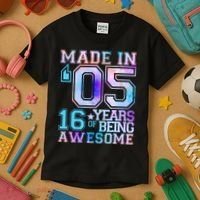 Pastel Made In '05 2005 16 Years of Being Awesome Birthday Kids T-Shirt thumb 3