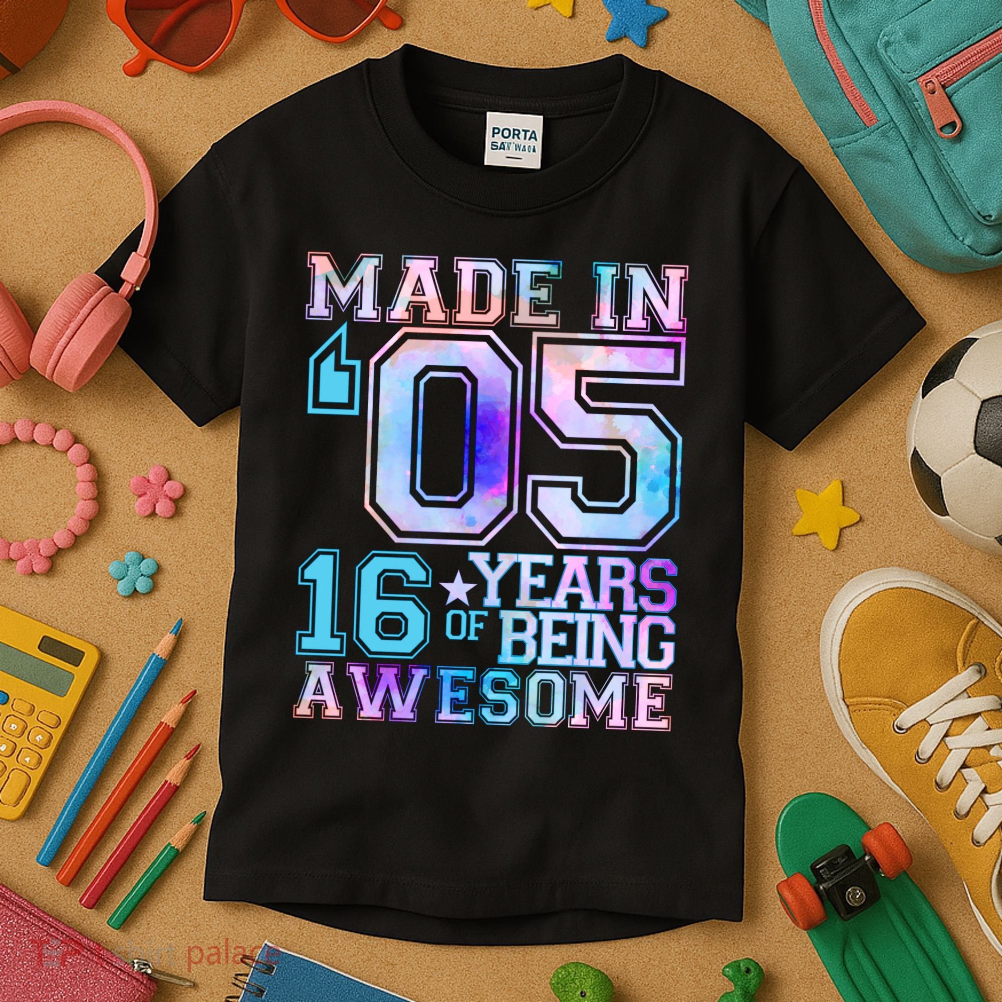 Pastel Made In '05 2005 16 Years of Being Awesome Birthday Kids T-Shirt