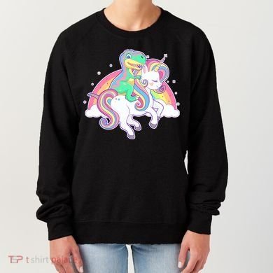 Pastel T-Rex Riding Magical Unicorn Funny Cute Women's Sweatshirt