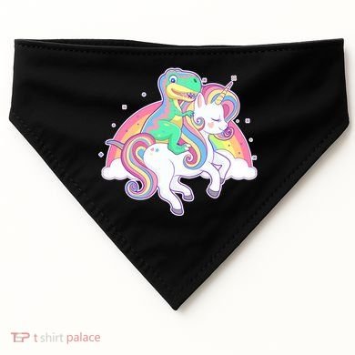 Pastel T-Rex Riding Magical Unicorn Funny Cute USA-Made Doggie Bandana