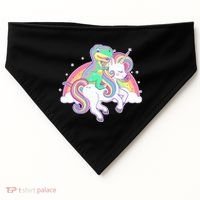 Pastel T-Rex Riding Magical Unicorn Funny Cute USA-Made Doggie Bandana thumb 0