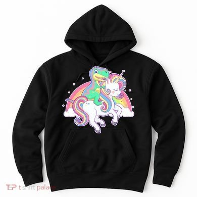 Pastel T-Rex Riding Magical Unicorn Funny Cute Hoodie