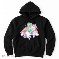 Pastel T-Rex Riding Magical Unicorn Funny Cute Hoodie thumb 0