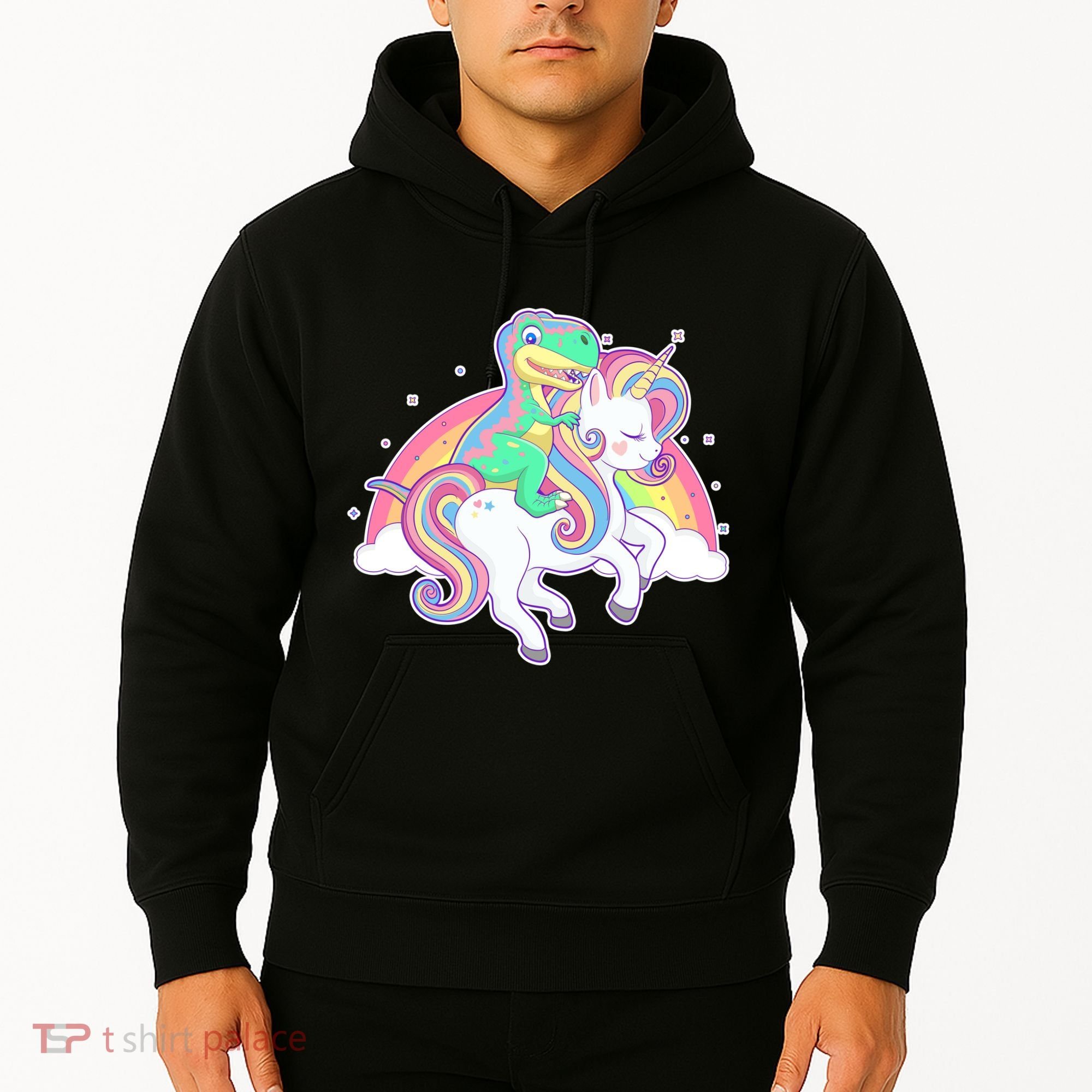 Pastel T-Rex Riding Magical Unicorn Funny Cute Hoodie