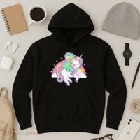 Pastel T-Rex Riding Magical Unicorn Funny Cute Hoodie thumb 3