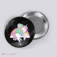 Pastel T-Rex Riding Magical Unicorn Funny Cute Button thumb 0