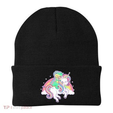 Pastel T-Rex Riding Magical Unicorn Funny Cute Beanie