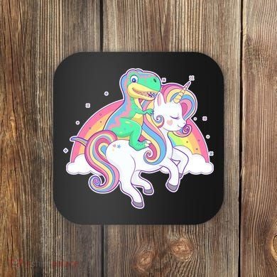 Pastel T-Rex Riding Magical Unicorn Funny Cute Coaster
