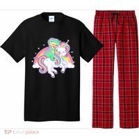 Pastel T-Rex Riding Magical Unicorn Funny Cute Pajama Set thumb 0
