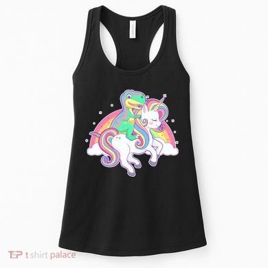 Pastel T-Rex Riding Magical Unicorn Funny Cute Women's Tank Top