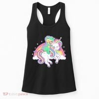 Pastel T-Rex Riding Magical Unicorn Funny Cute Women's Tank Top thumb 0