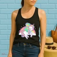 Pastel T-Rex Riding Magical Unicorn Funny Cute Women's Tank Top thumb 2