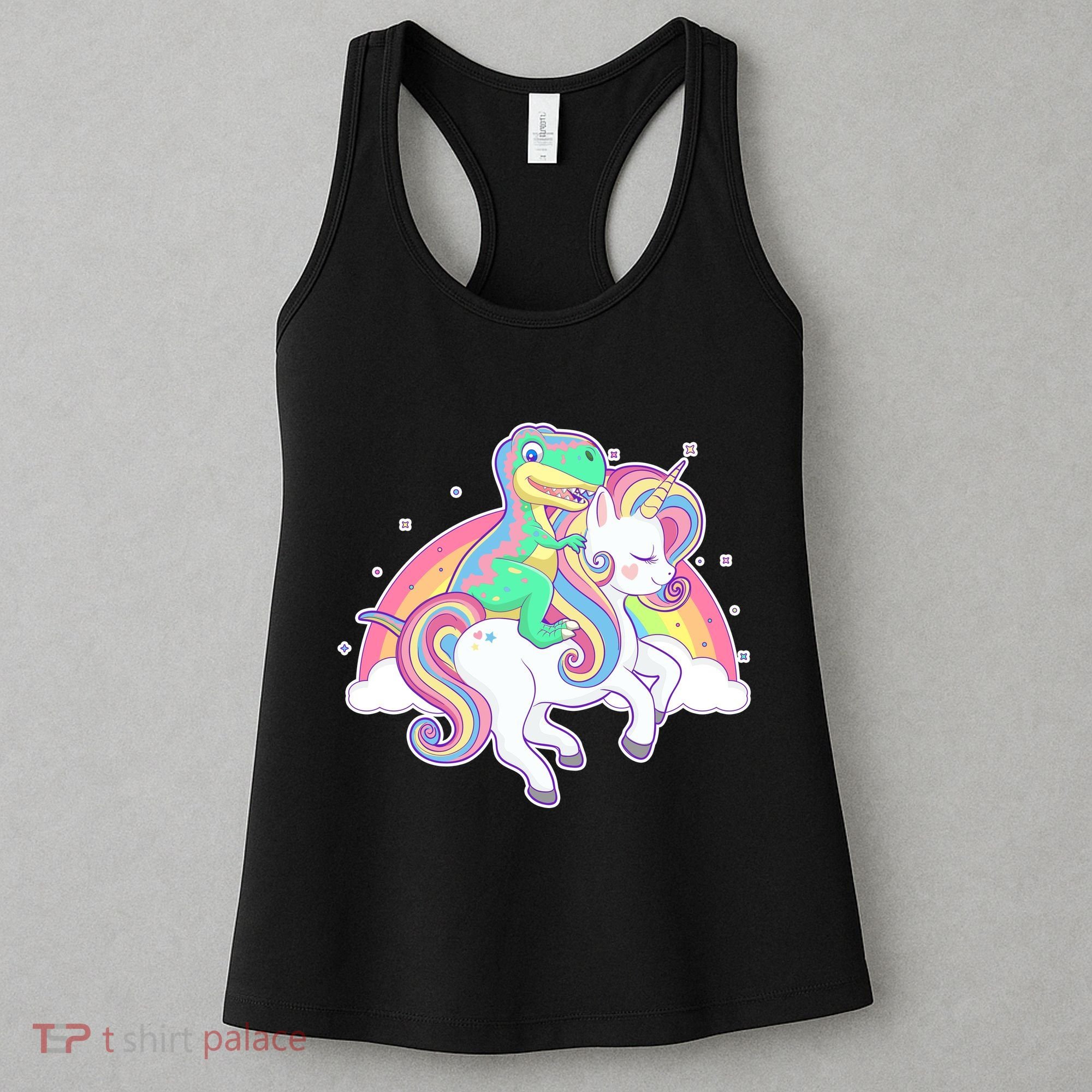 Pastel T-Rex Riding Magical Unicorn Funny Cute Women's Tank Top