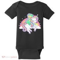 Pastel T-Rex Riding Magical Unicorn Funny Cute Baby Bodysuit thumb 0