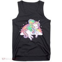 Pastel T-Rex Riding Magical Unicorn Funny Cute Tank Top thumb 0