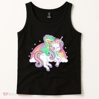 Pastel T-Rex Riding Magical Unicorn Funny Cute Tank Top thumb 2