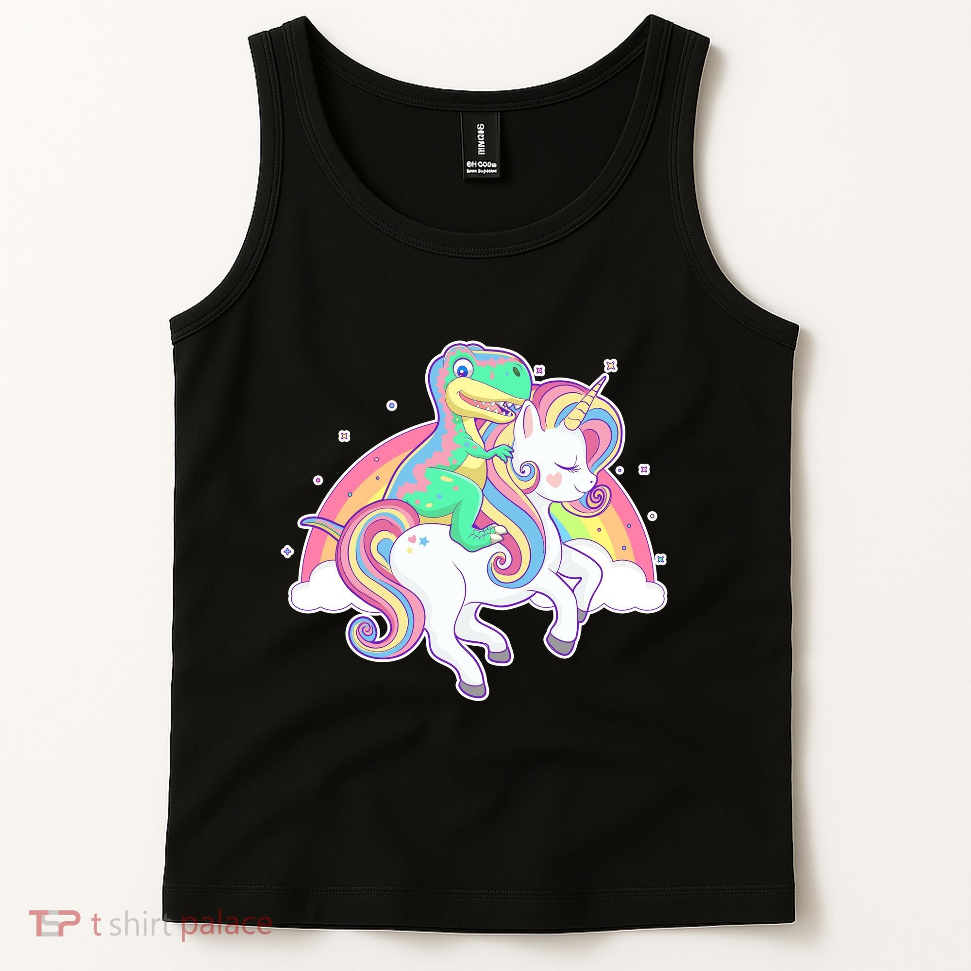 Pastel T-Rex Riding Magical Unicorn Funny Cute Tank Top