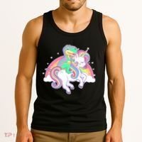 Pastel T-Rex Riding Magical Unicorn Funny Cute Tank Top thumb 3