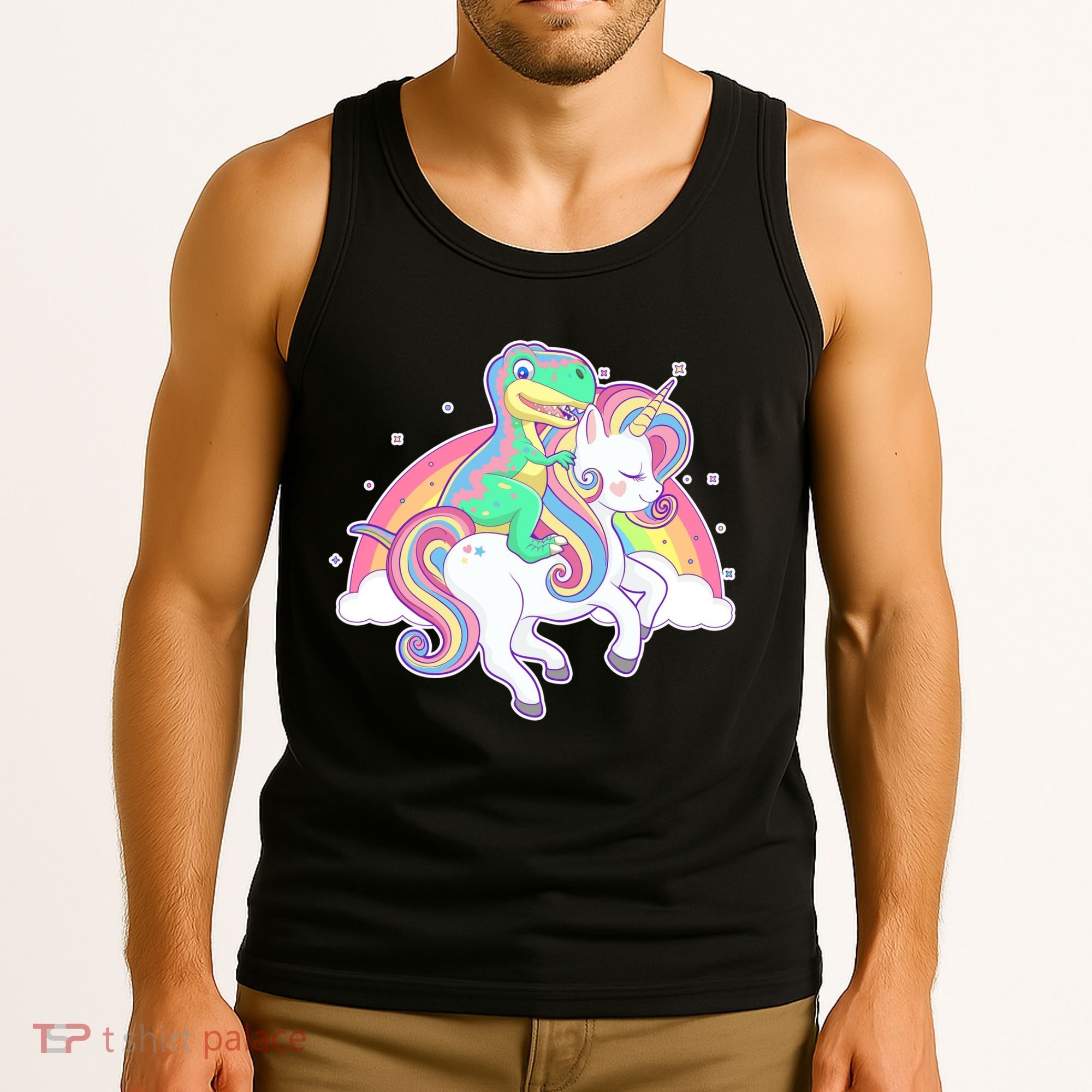 Pastel T-Rex Riding Magical Unicorn Funny Cute Tank Top