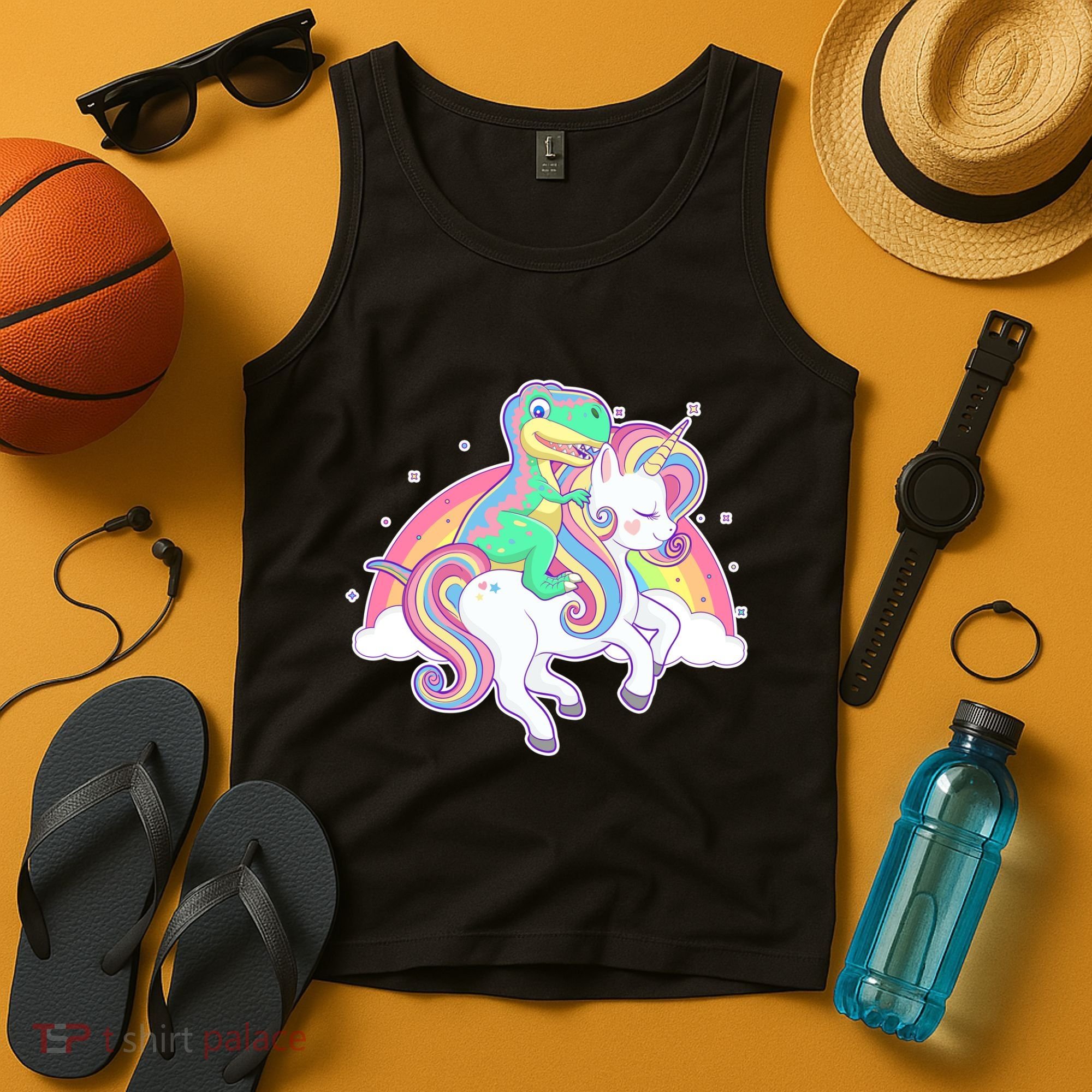 Pastel T-Rex Riding Magical Unicorn Funny Cute Tank Top