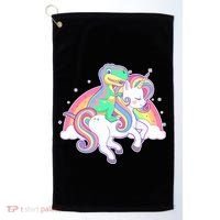 Pastel T-Rex Riding Magical Unicorn Funny Cute Golf Towel thumb 0