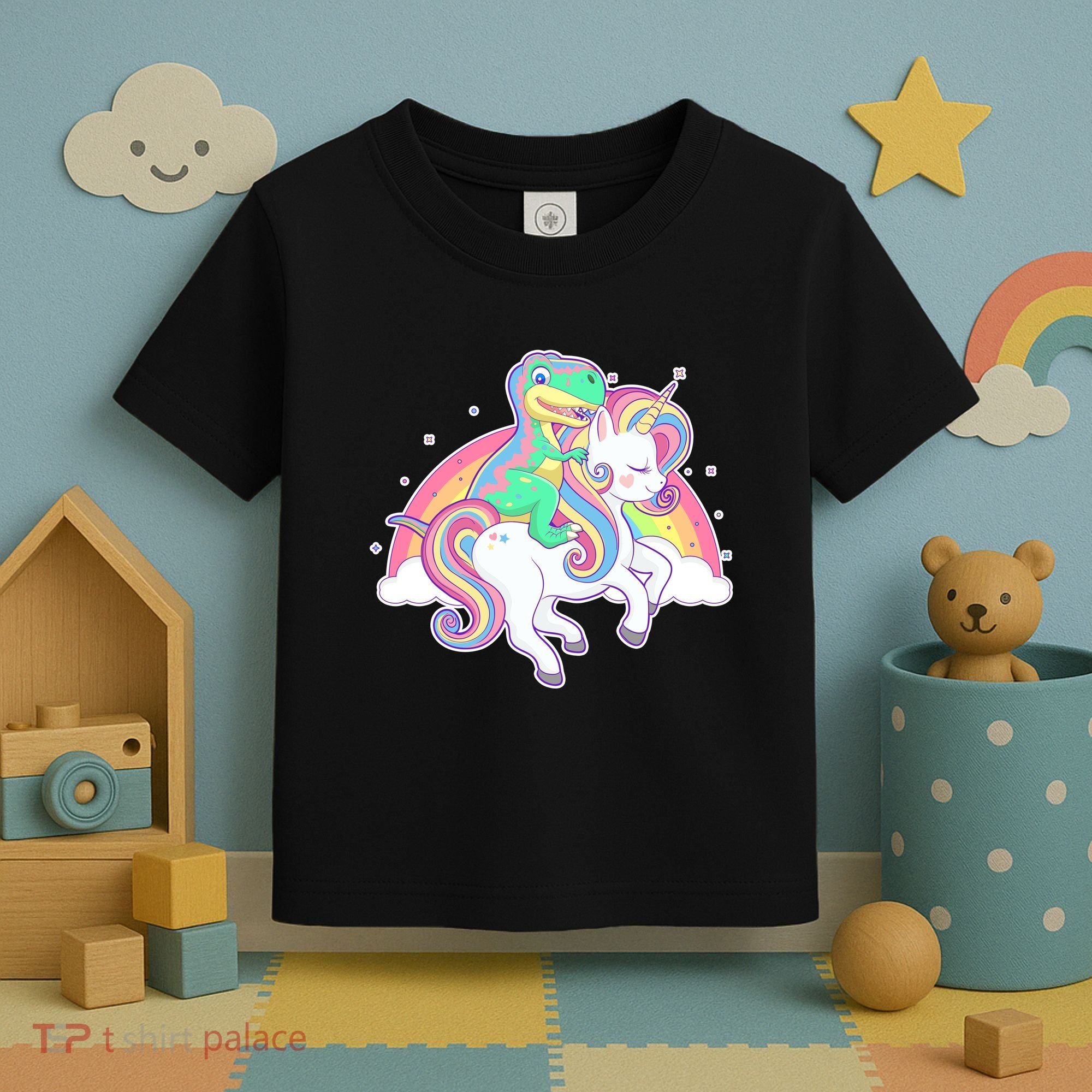 Pastel T-Rex Riding Magical Unicorn Funny Cute Toddler T-Shirt