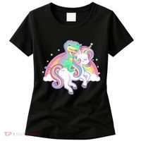 Pastel T-Rex Riding Magical Unicorn Funny Cute Women's T-Shirt thumb 0