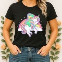 Pastel T-Rex Riding Magical Unicorn Funny Cute Women's T-Shirt thumb 2