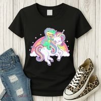 Pastel T-Rex Riding Magical Unicorn Funny Cute Women's T-Shirt thumb 3