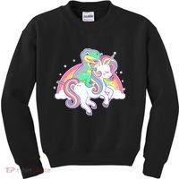 Pastel T-Rex Riding Magical Unicorn Funny Cute Kids Sweatshirt thumb 0