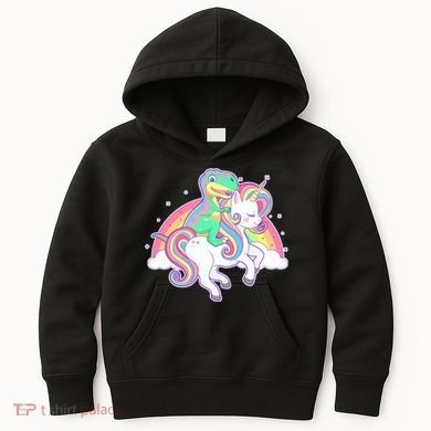 Pastel T-Rex Riding Magical Unicorn Funny Cute Kids Hoodie