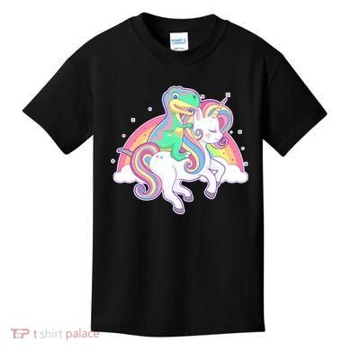 Pastel T-Rex Riding Magical Unicorn Funny Cute Kids T-Shirt