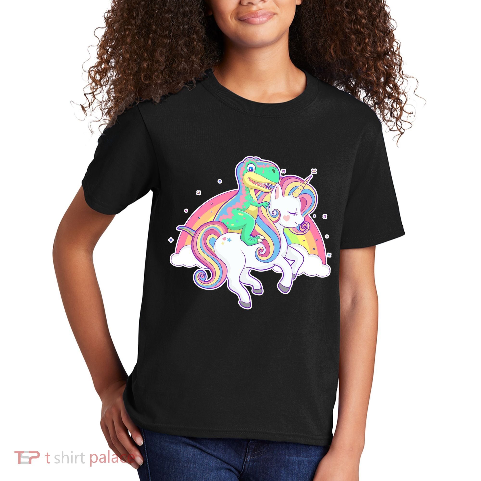 Pastel T-Rex Riding Magical Unicorn Funny Cute Kids T-Shirt