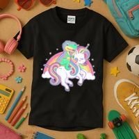 Pastel T-Rex Riding Magical Unicorn Funny Cute Kids T-Shirt thumb 3