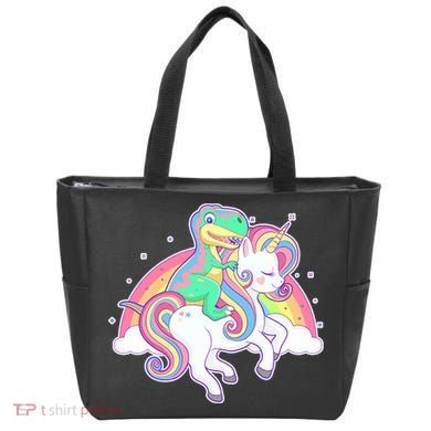 Pastel T-Rex Riding Magical Unicorn Funny Cute Tote Bag