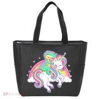 Pastel T-Rex Riding Magical Unicorn Funny Cute Tote Bag thumb 0