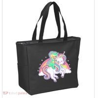 Pastel T-Rex Riding Magical Unicorn Funny Cute Tote Bag thumb 2