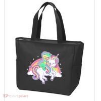 Pastel T-Rex Riding Magical Unicorn Funny Cute Tote Bag thumb 3