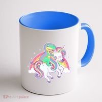 Pastel T-Rex Riding Magical Unicorn Funny Cute Coffee Mug thumb 1