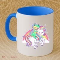 Pastel T-Rex Riding Magical Unicorn Funny Cute Coffee Mug thumb 2