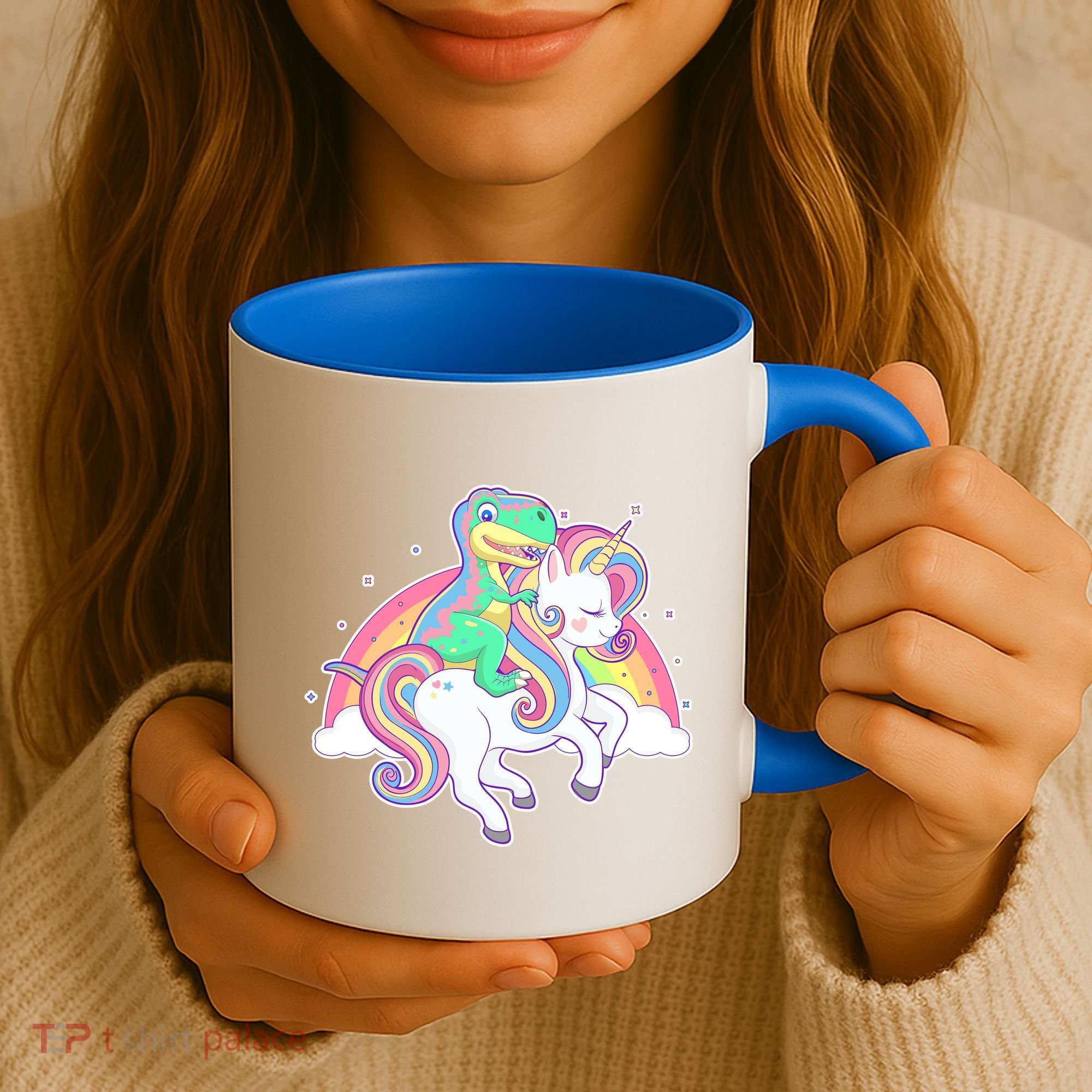 Pastel T-Rex Riding Magical Unicorn Funny Cute Coffee Mug