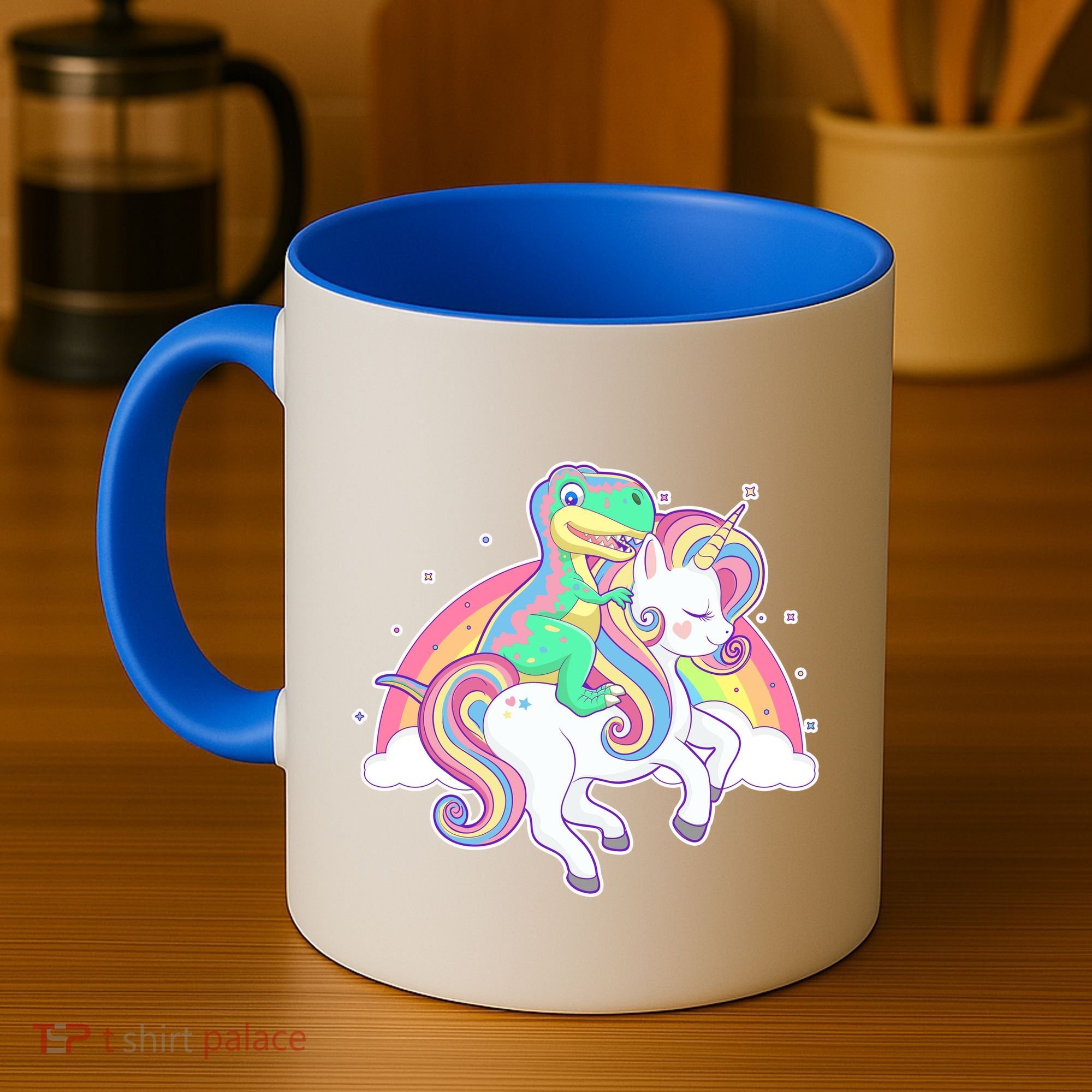 Pastel T-Rex Riding Magical Unicorn Funny Cute Coffee Mug